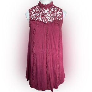 Altar’d State Burgundy Boho Lace Top Dress